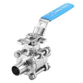 Sanitary 3 PCS Welded Encapsulated Seal High Platform Ball Valve