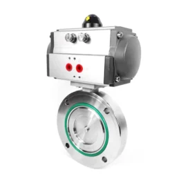 GI Stainless Steel Wafer Type Flange Pneumatic Shutoff Vacuum Butterfly Valve